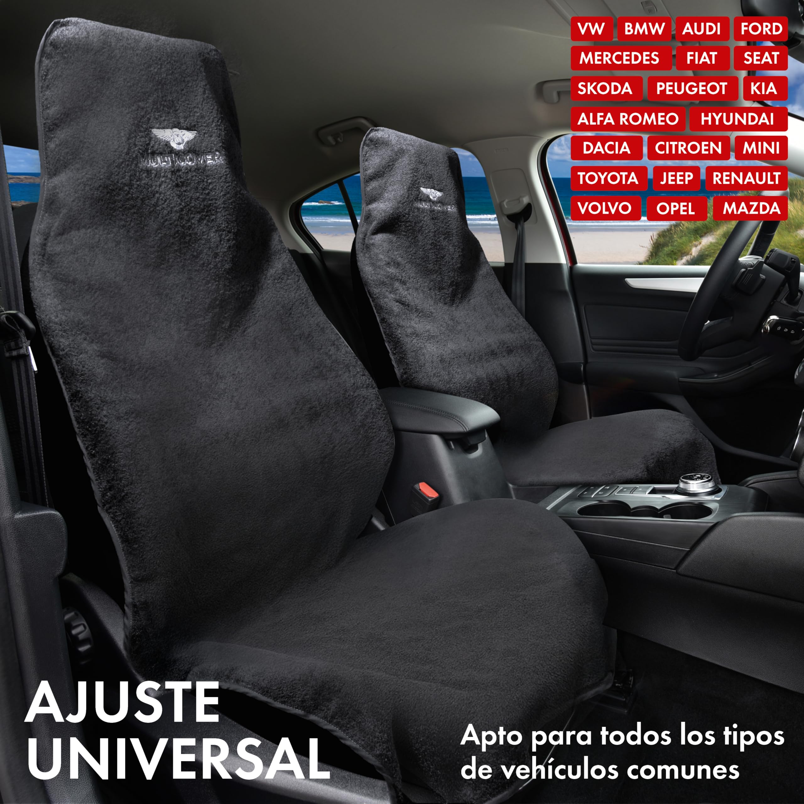Walser Funda de Asiento Multicover, Funda de Asiento de Coche Universal, Funda de Asiento de Coche Lavable Negro