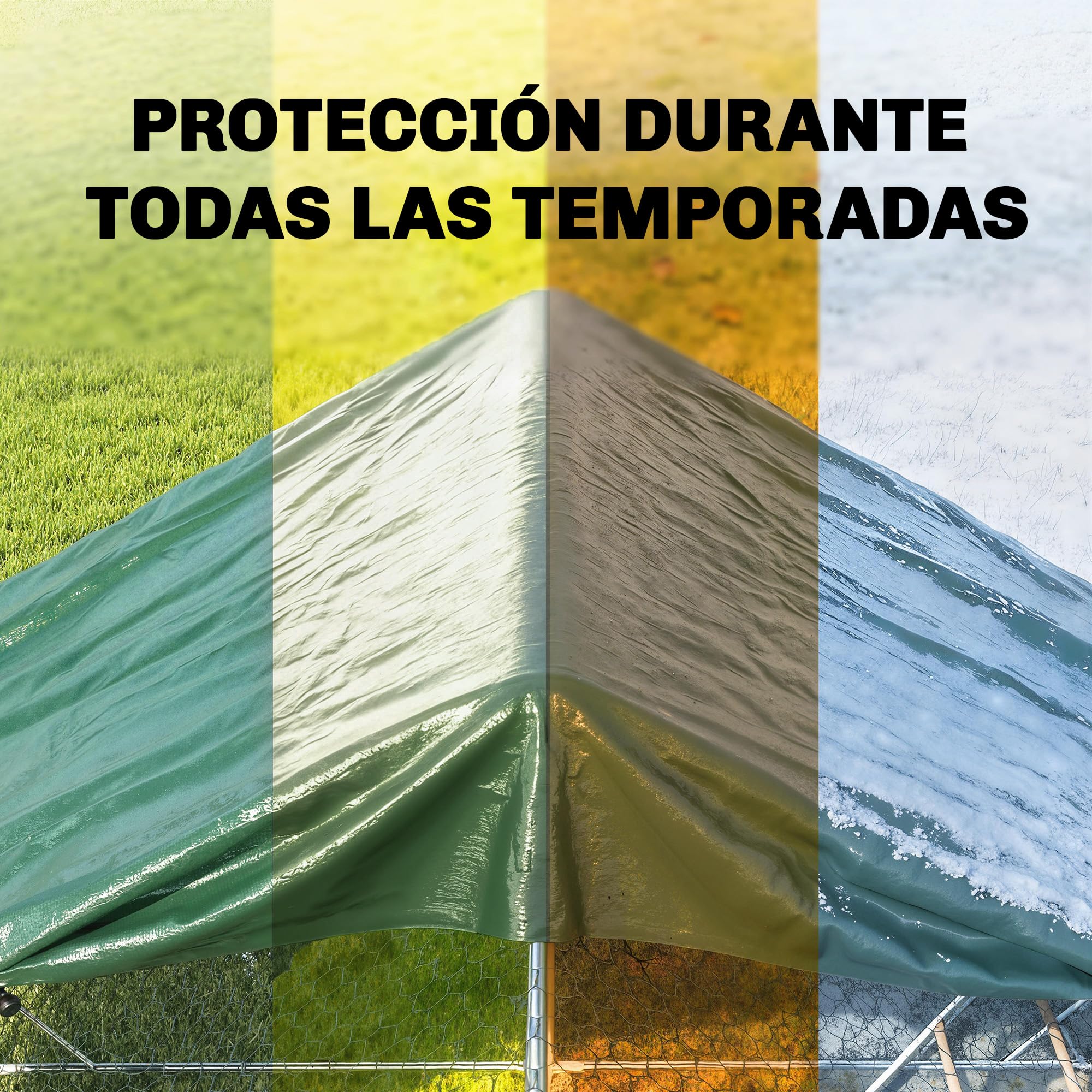 Outsunny Lona Impermeable Exterior 6x8 m, Toldo PE Resistente a Rasgaduras 90 g/m², Protección UV, con Ojales Reforzados para Leña, Muebles de Jardín, Invernaderos, Vehículos, Verde — view 3