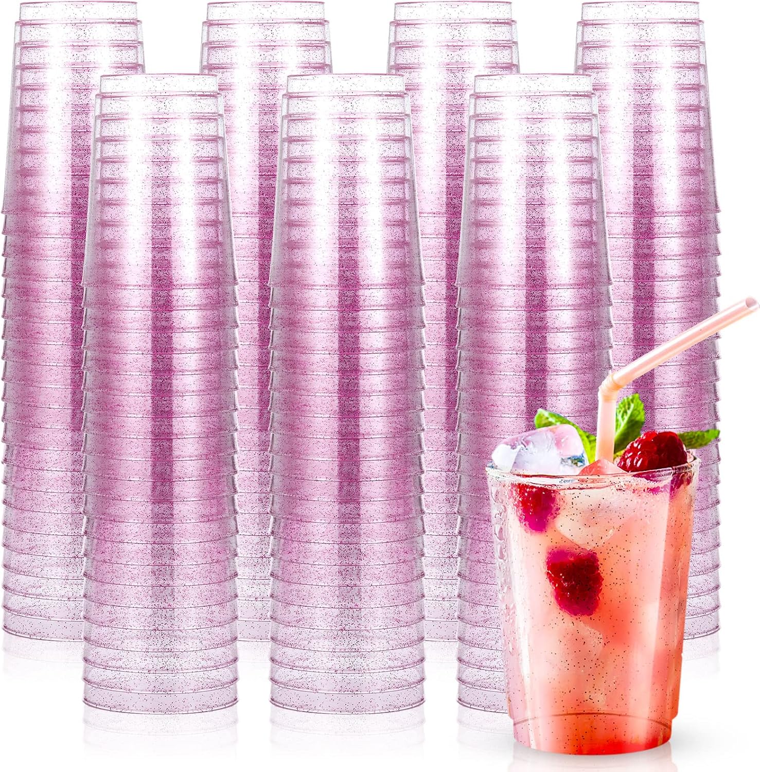 EBOOT 300 Pack 10 oz Glitter Plastic Cups Disposable