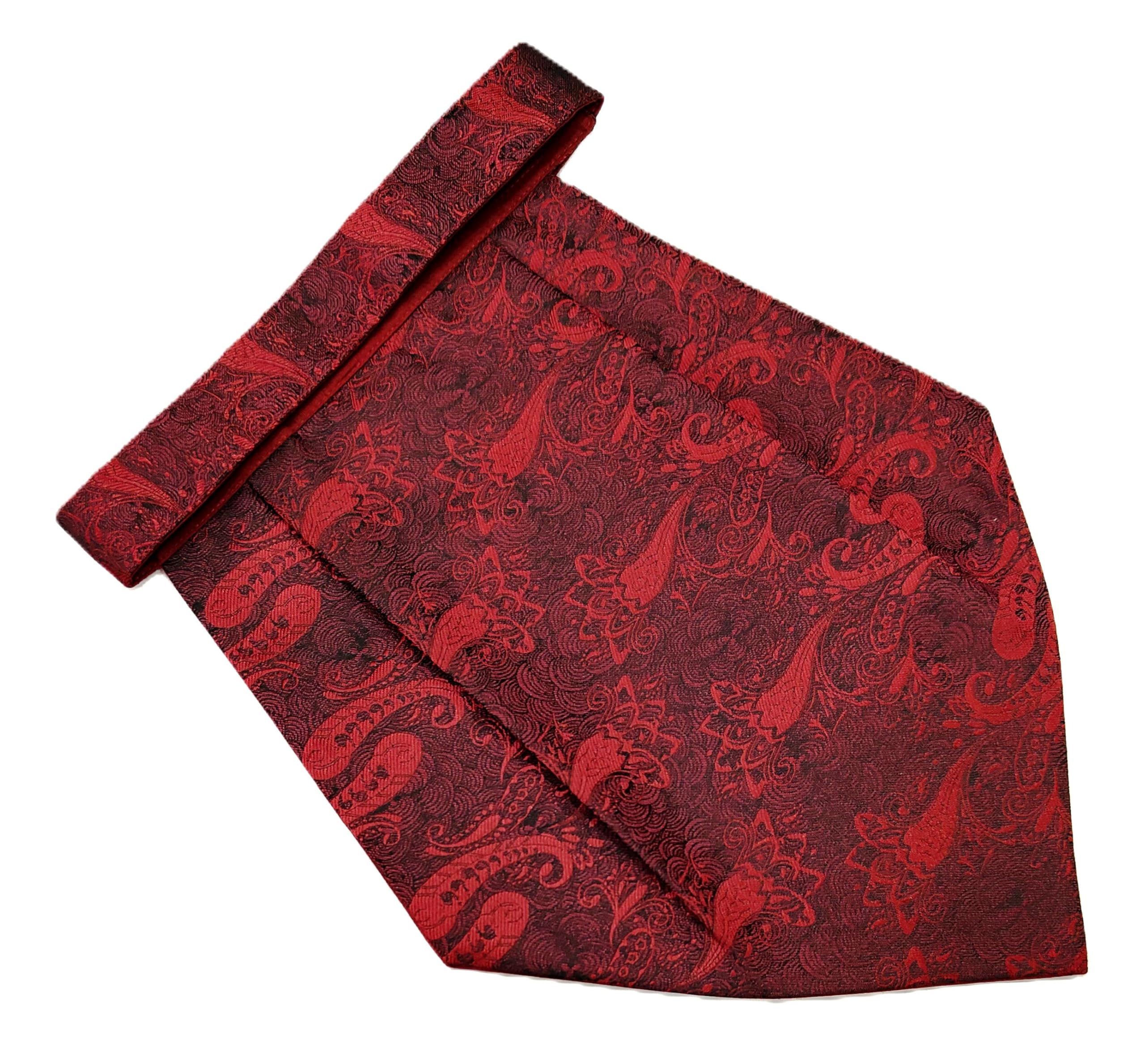 voici France Mens Paisley Cravat Ascot Neck Tie Free Size Microfiber Fabric Color (Burgundy)-picture-28