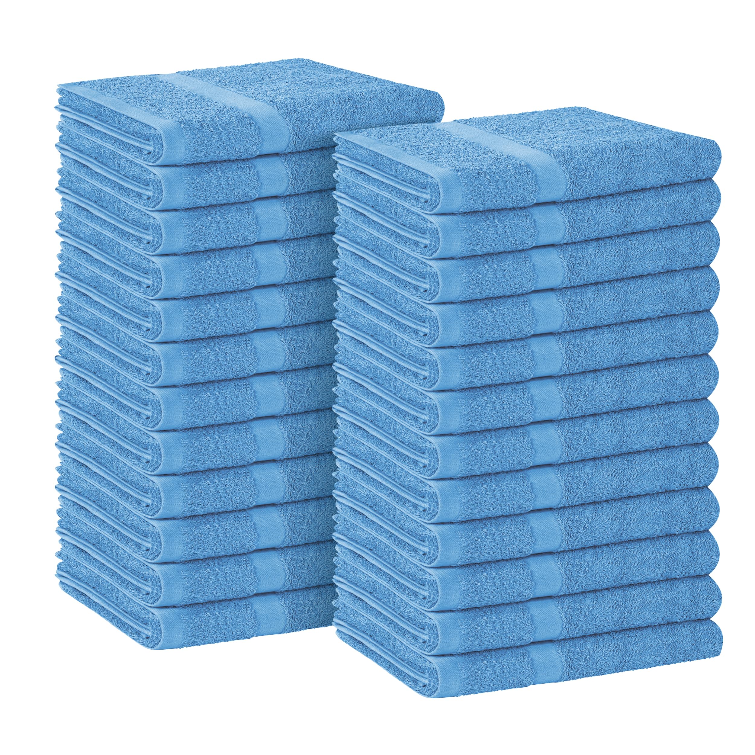 Avalon Towels Salon Towel - Sky Blue Hand Towels Bulk Pack of 24 - 100% Cotton Absorbent Spa, Facial & Gym Towel for Working Out - 16x27 Inches (Not Bleach Proof)