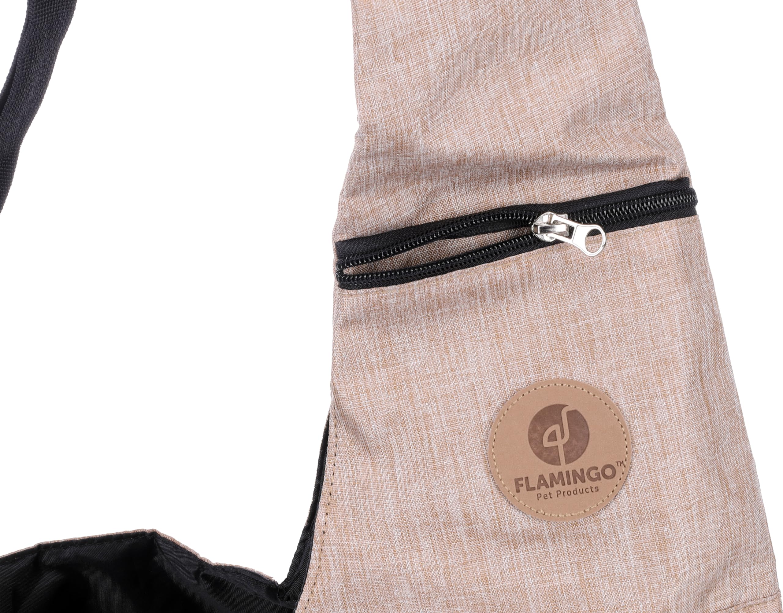 Hunderucksack - Bauchtrage Kanga Beige – 44x20x20cm – Polyester – Top-Öffnung – Abnehmbarer Boden – Lüftungsnetz – Schulterriemen – Sicherheitsleine – Reißverschlusstasche