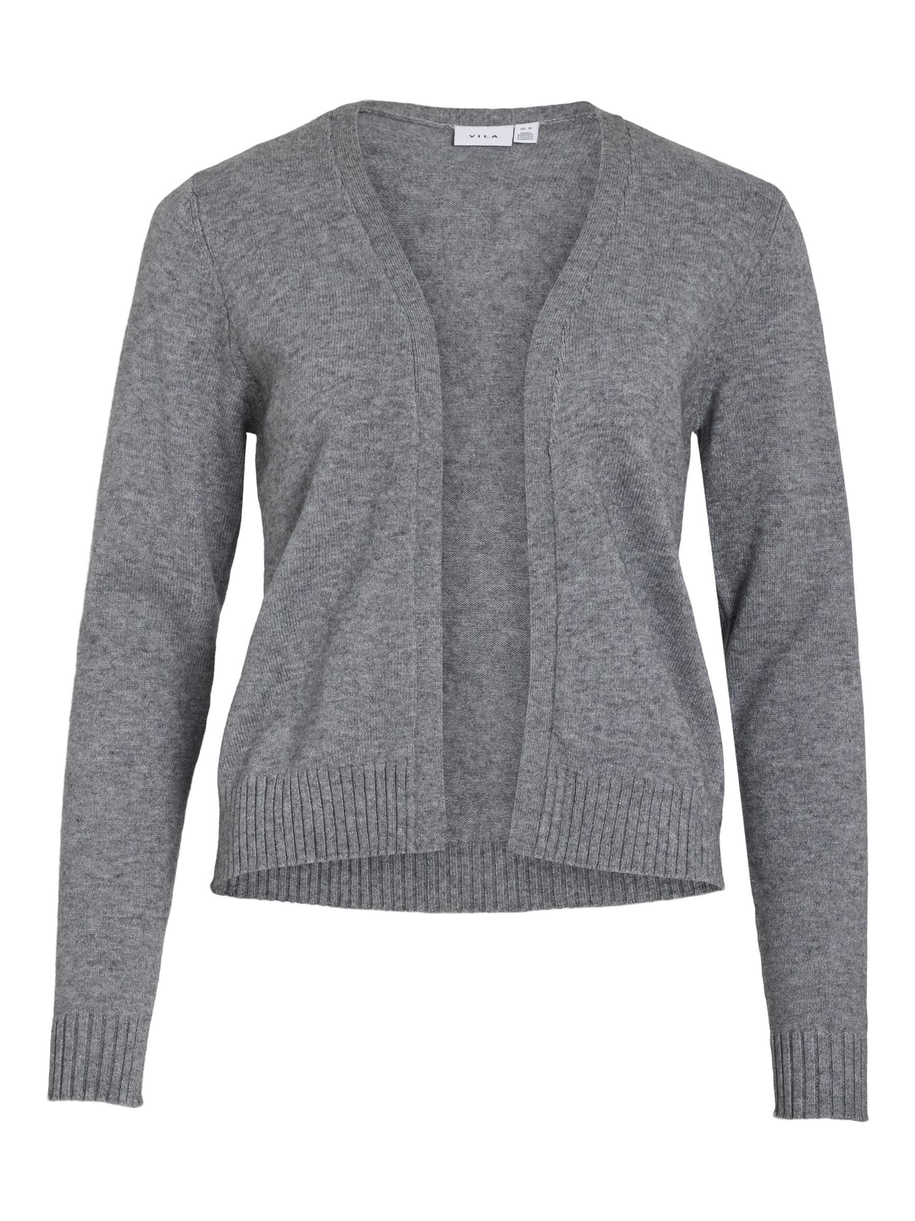 VIRIL Short L/S Knit Cardigan Noos, Medium Grey Melange, XS