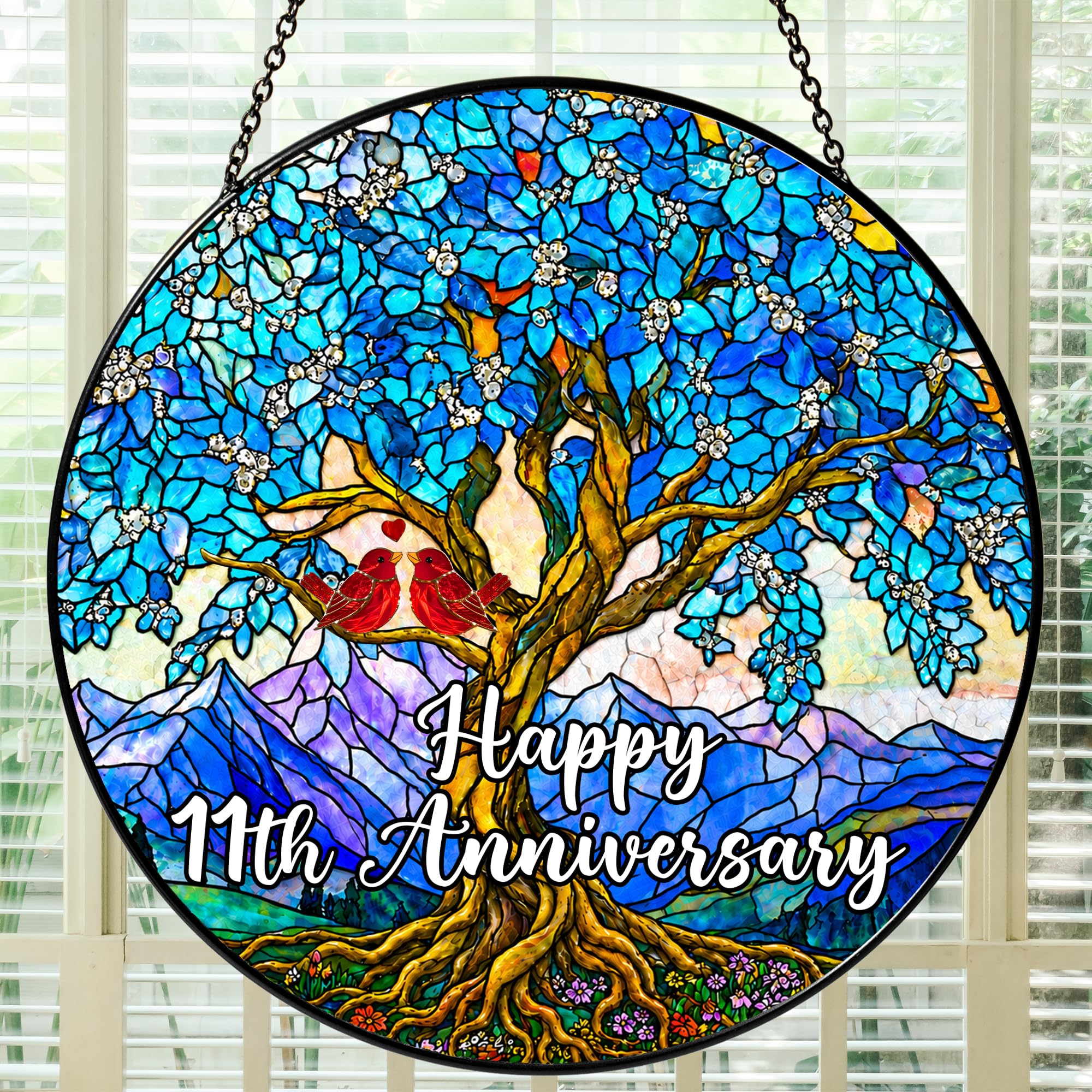 Bozspacer 11th Anniversary Stained Glass Suncatcher for Window