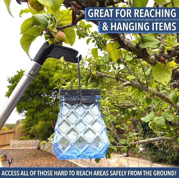 EVERSPROUT 1.5-to-3 Foot Utility Hook with Extension Pole (8 Foot Standing Reach) | Installing and Hanging Christmas/String Lights, Birdfeeders, Reaching High Places | Lightweight, Telescoping Pole
