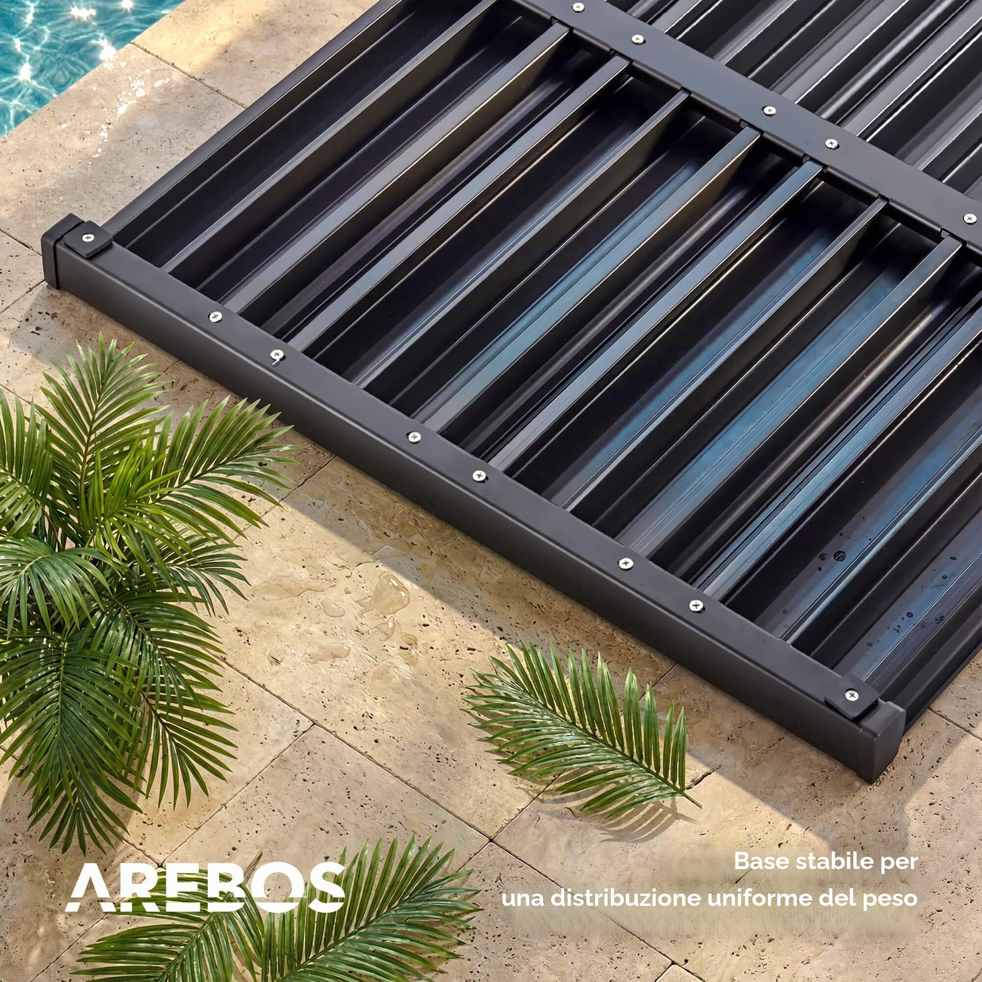AREBOS Elemento da Pavimento per Doccia da Giardino | Antiscivolo e Impermeabile | Piastra in PVC | Compatibile con Viti | Resistente alle intemperie e Stabile | Ideale per Doccia Solare, terrazzo