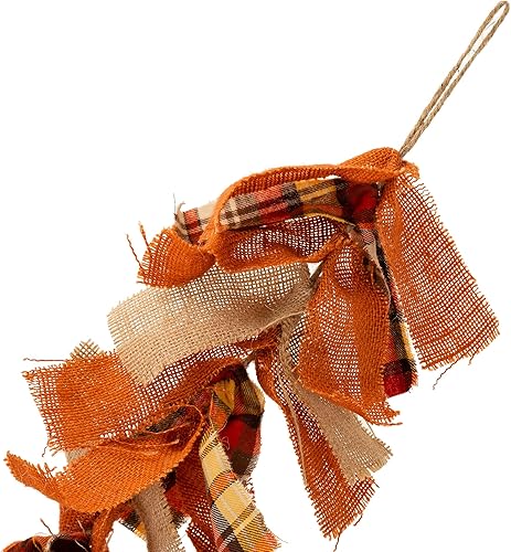 Miniatura 8 de Glitzhome Guirnalda de tela a cuadros de otoño de 72 pulgadas de largo, guirnalda colgante de lino para decoración de pared de chimenea, cosecha de