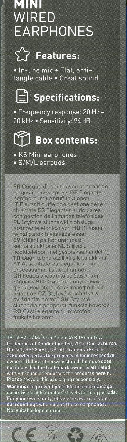 KitSound Mini in-Ear Headphones with in-Line Mic Compatible with Apple, BlackBerry, HTC, Nokia and Samsung Devices - Blue