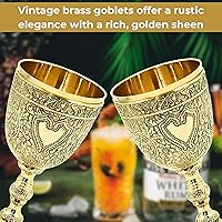 Vista 5 de Royal Wine Goblet Solid Brass Handmade Premium Wine Cup Medieval Decor Gothic Chalice Ancient Elegant Wine Goblet (Pack of - 1)