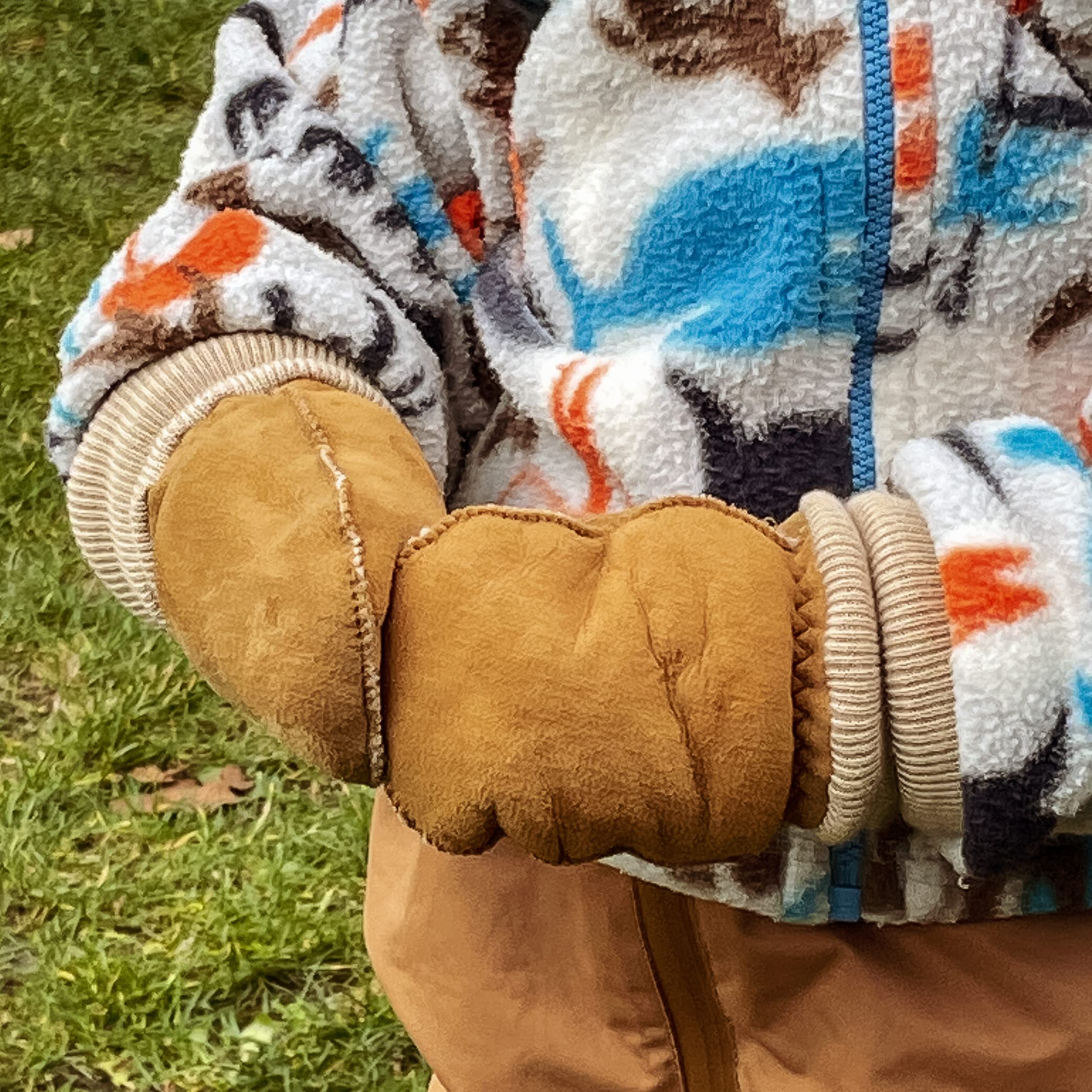 MUCKEL - Baby/Kleinkind Lammfell-Fäustlinge (0-18 Monate) warm gefüttert mit praktischem Strickbund, nachhaltig gegerbt, Lammfellhandschuhe für Kleinkinder
