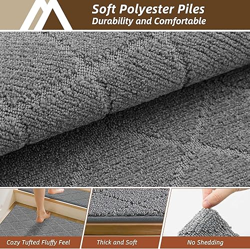 Vista 148 de COSY HOMEER - Alfombra antideslizante de 28 x 9 pulgadas, uso interior en peldaños de madera, alfombras para niños y perros, 100 % poliéster, base