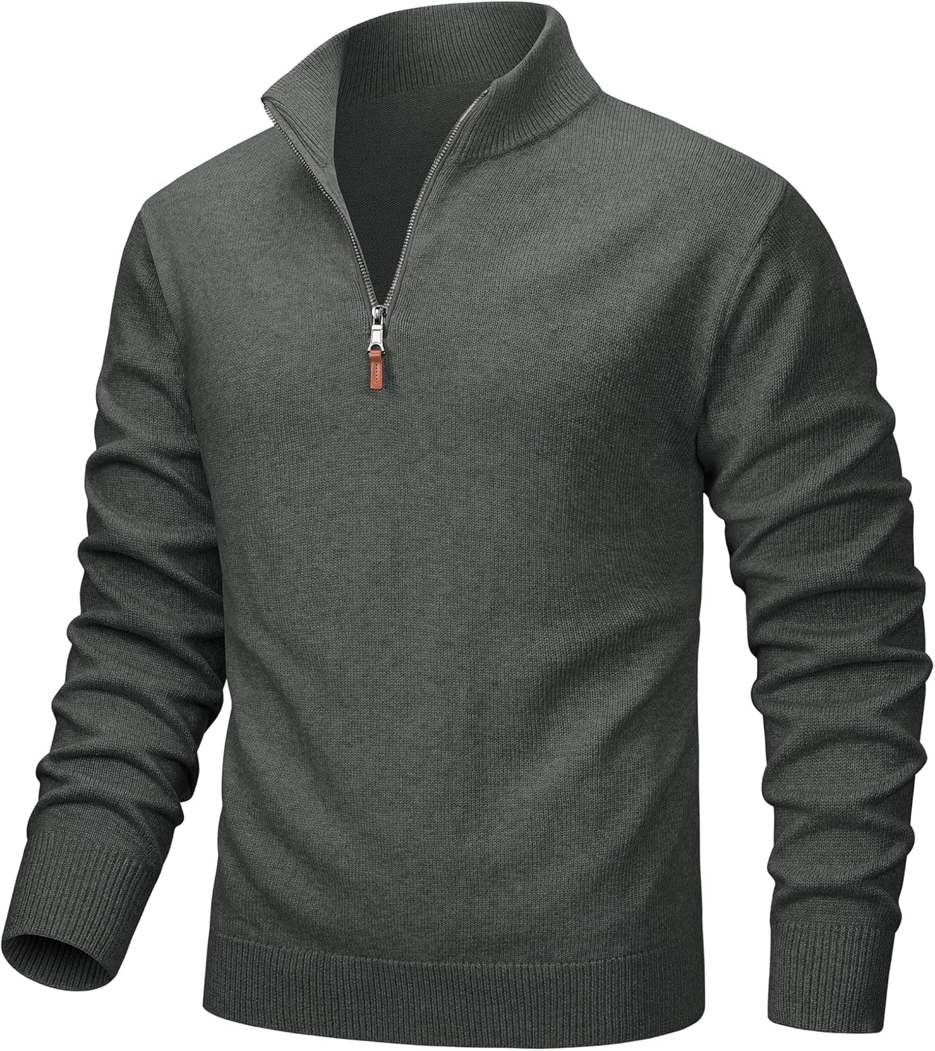 MAGCOMSEN Men's Quarter Zip Pullover Lightweight Mock Neck Polo Sweater Long Sleeve Warm Fall Winter Pullover Sweaters