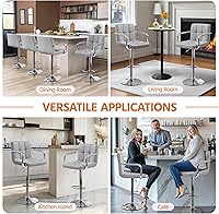 Vista 164 de Yaheetech - 4 taburetes de bar ajustables para mostrador de cocina, taburetes de bar/mostrador, silla de comedor giratoria hidráulica de piel Marrón