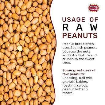Spicy World Peanuts Raw Whole With Skin 4 LB Jumbo Bag (64oz) | Uncooked, Unsalted, All Natural, USA Grown Red Skin Spanish Grade