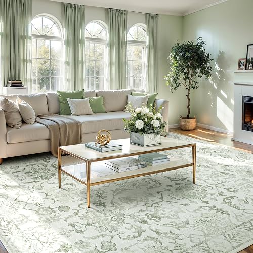 Deerly Sage Rugs 8x10 Vintage Tribal Farmhouse Carpet