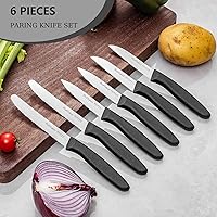 Vista 2 de Juego de cuchillos para verduras y frutas de seis piezas, cuchillo de pelar de acero inoxidable de alto carbono con mango ergonómico de plástico PP