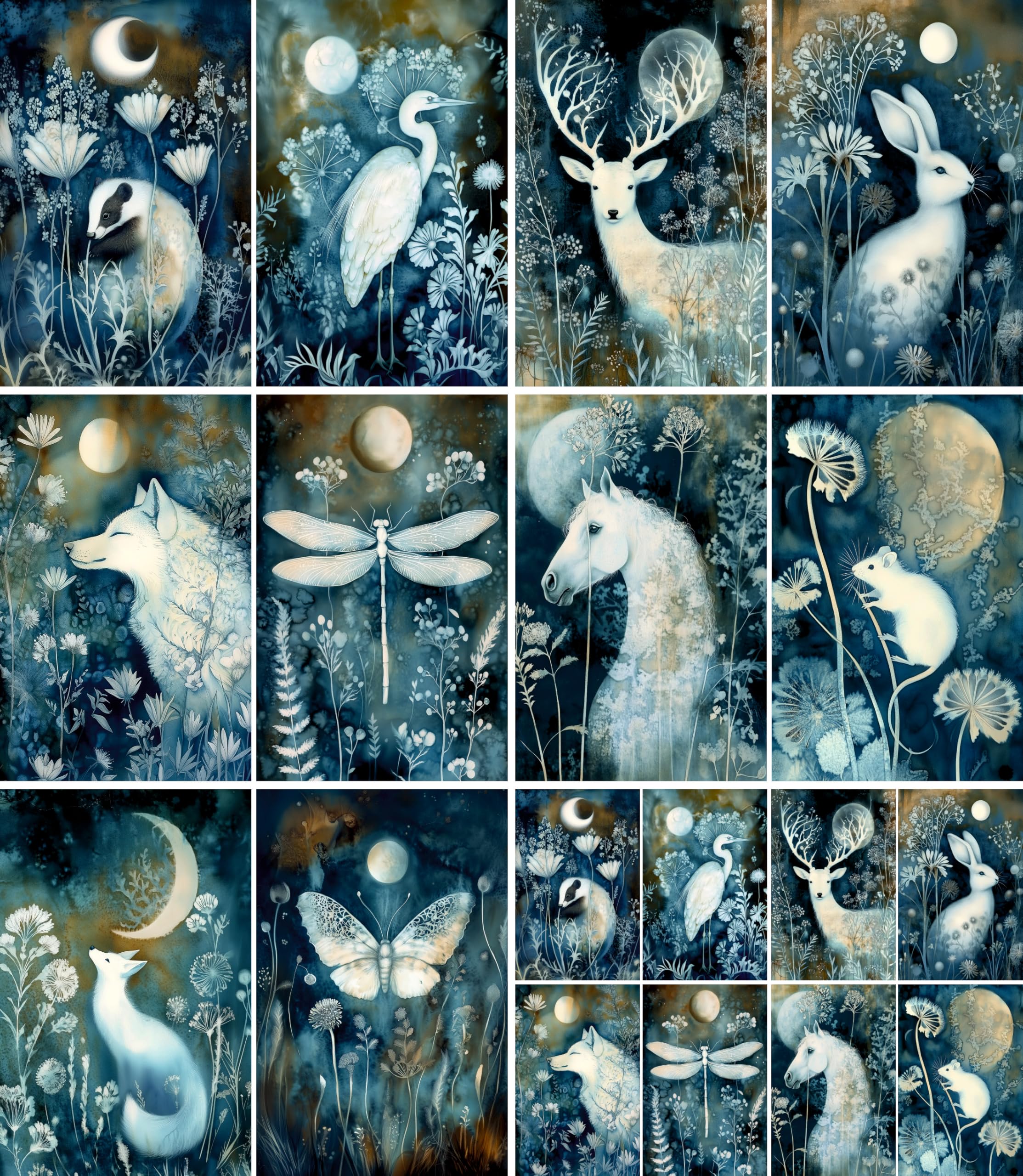 Cyanotye Animals Rice Paper, 20 x 26.5cm (6 Sheets) – 6X Decoupage Papers for Collage, Mixed Media, Card Making & Crafts, Decoupage by CRAFT KREATIVELY