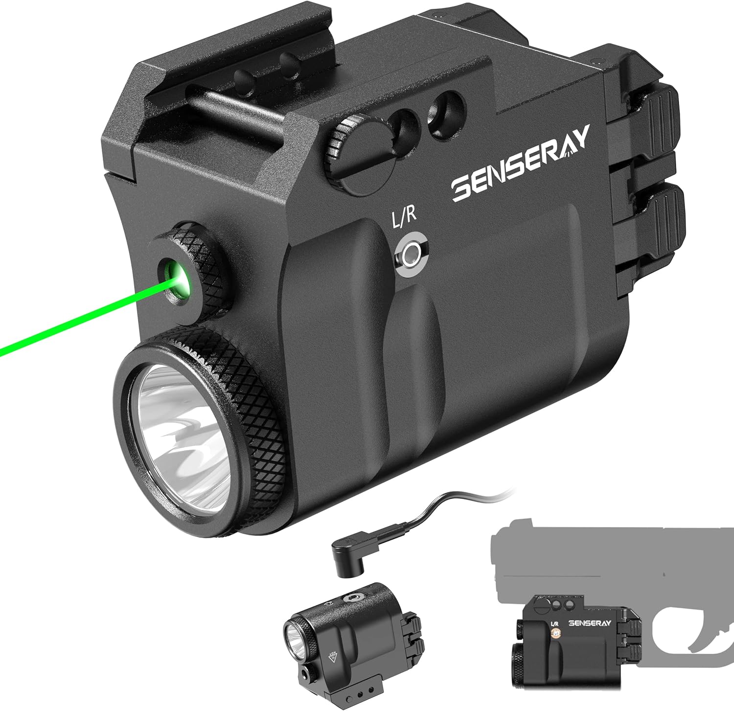 Buy SENSERAY Pistol Flashlight Green Laser Light Combo, Rechargeable