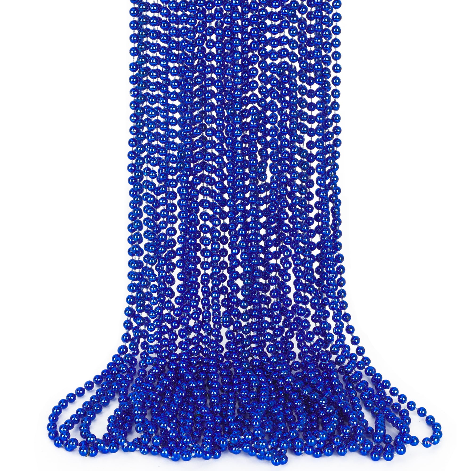 15PCS Blue Bead Necklace, 4th of July Beads Necklaces Accessories, 33" Festival Party Parade Throw Beads Necklace Costume, Blue Beaded for Wedding