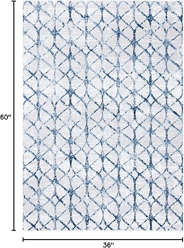 Miniatura 76 de SAFAVIEH Amelia Collection - Alfombra de área de 5.3 x 7.6 pies, color gris y azul marino, diseño geométrico, no desprende pelusa y de fácil