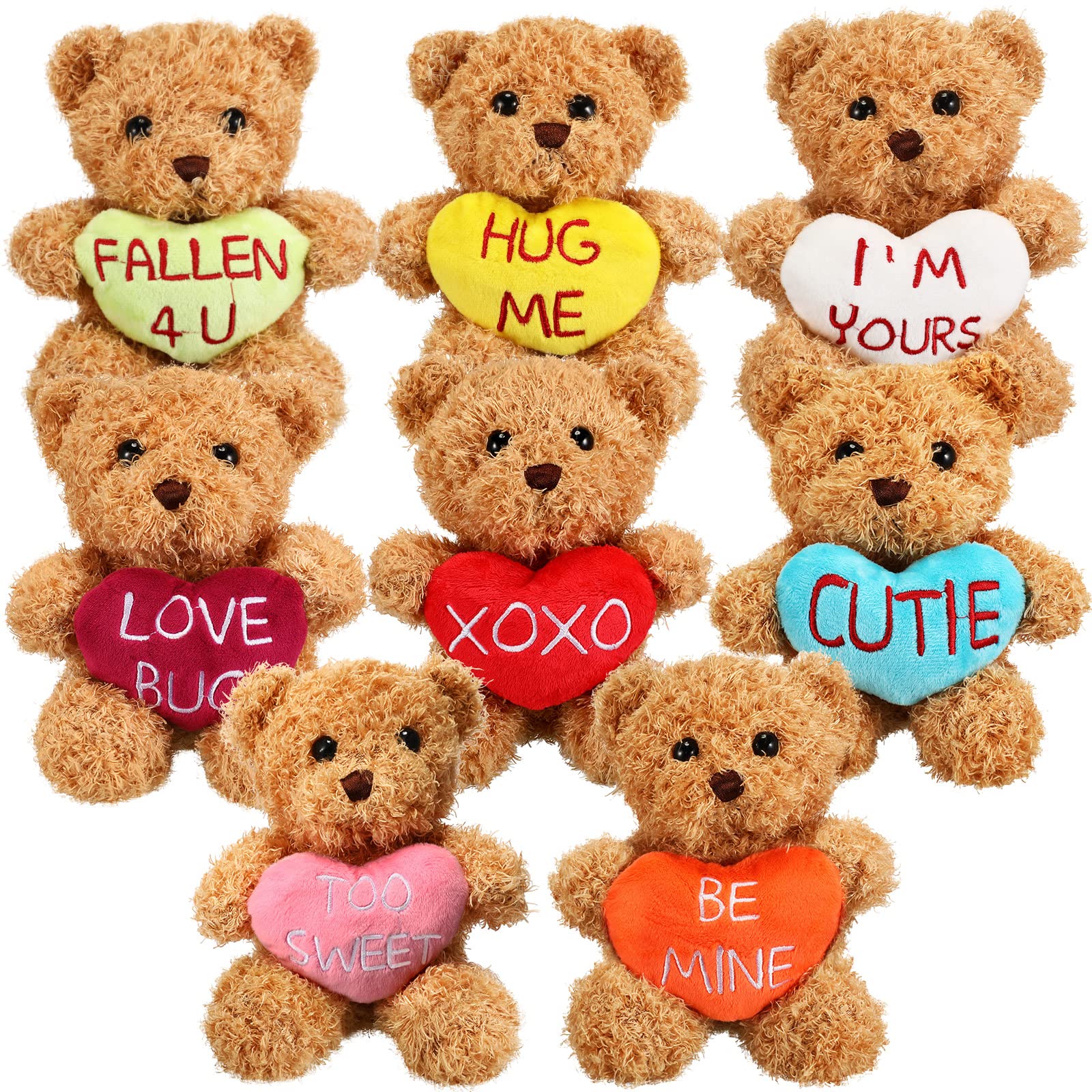 Hanaive Pcs Valentines Day Stuffed Animals Bulk Valentine Plush Animals  Toys with Holding Heart Sweet Romantic Anniversary Birthday Funny Gift