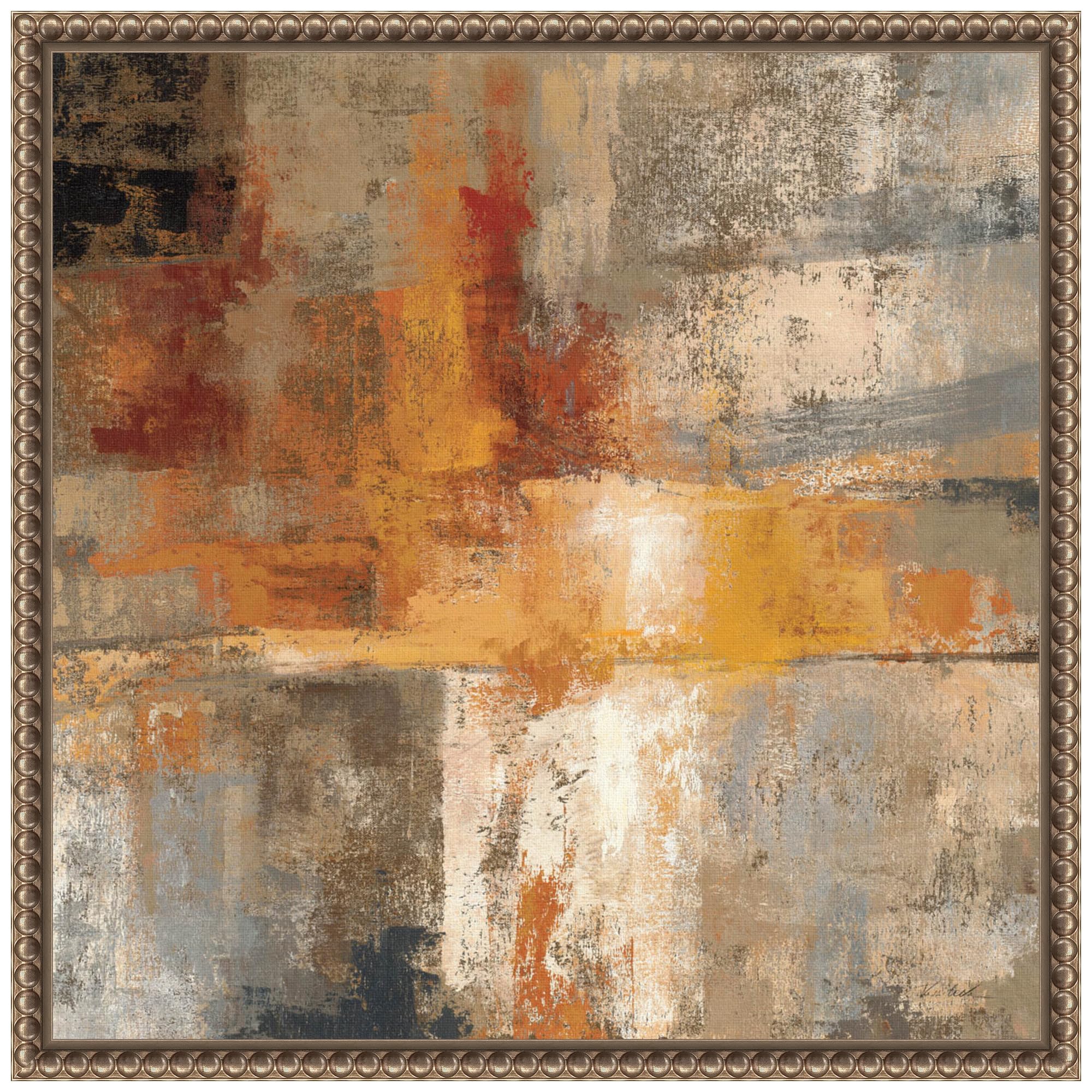 Amanti Art Framed Canvas Wall Art Print (16x16) Silver and Amber Crop by Silvia Vassileva Float Framed Canvas Art for Wall Decor, Living Room, Bedroom, Bathroom, Kitchen, Office or Business Artwork