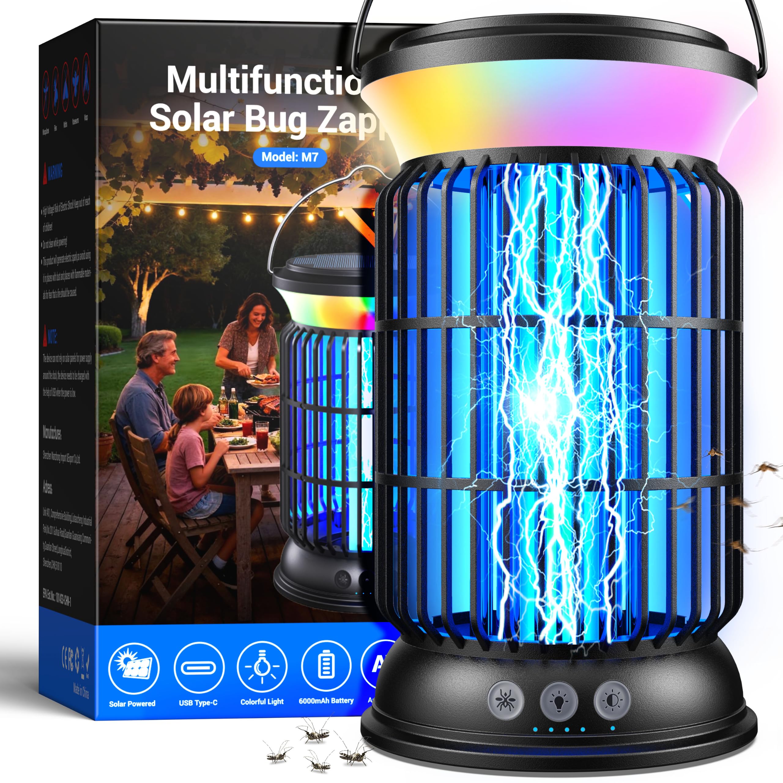 Photo 1 of ***BROKEN*** Sayneep Solar Bug Zapper Outdoor, Mosquito Zapper with Rechargeable Bug Zapper Design, Solar & USB Charging, 6000mah Battery, Auto on Off Sensor, Waterproof for Patio Backyard Garden Camping