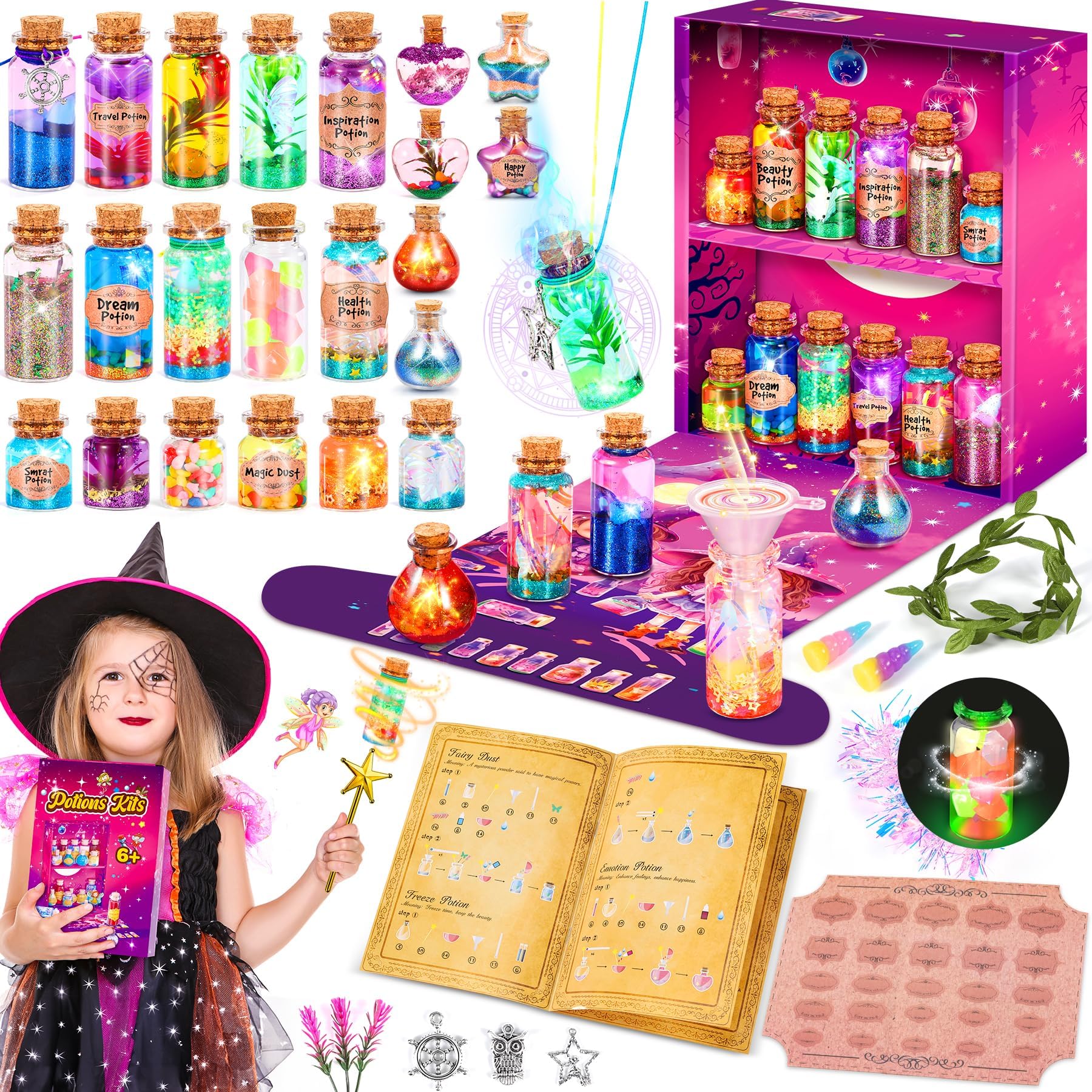 Calendrier De L'Avent Fille 2025 – Kit Potion Magique DIY Avec 24 Surprises Pour Enfant 5-10 Ans