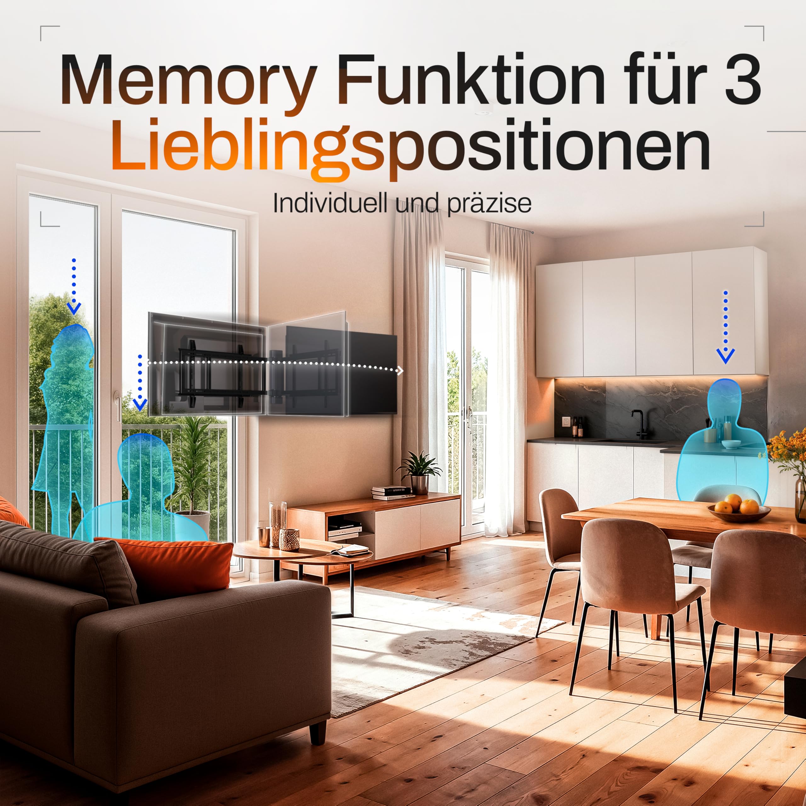 EasyLife elektrische TV-Wandhalterung 170° schwenkbar, VESA 600x400 Schwarz | 32-75", 50kg Tragkraft, 56mm ultraschlank, leiser Motor, Anti-Kollision, OLED/QLED/LCD TV, Monitor, Smartboard, Display