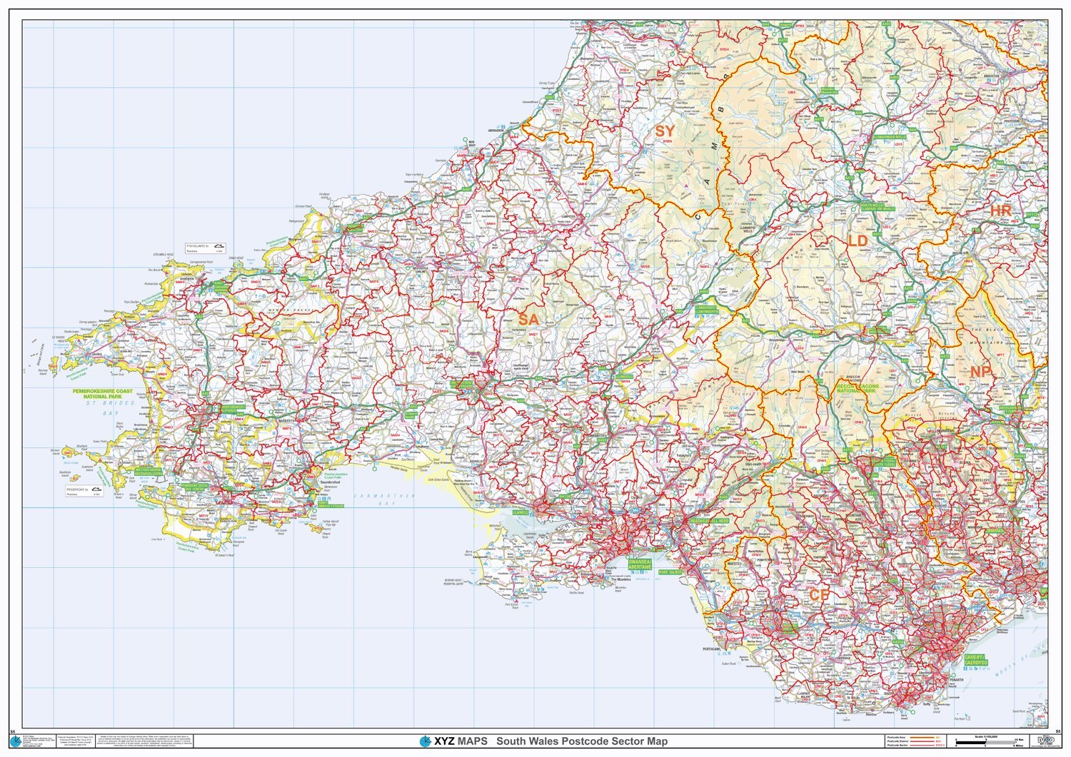Postcode Sector Map - (S5) - South Wales - Wall Map-Plastic Coated