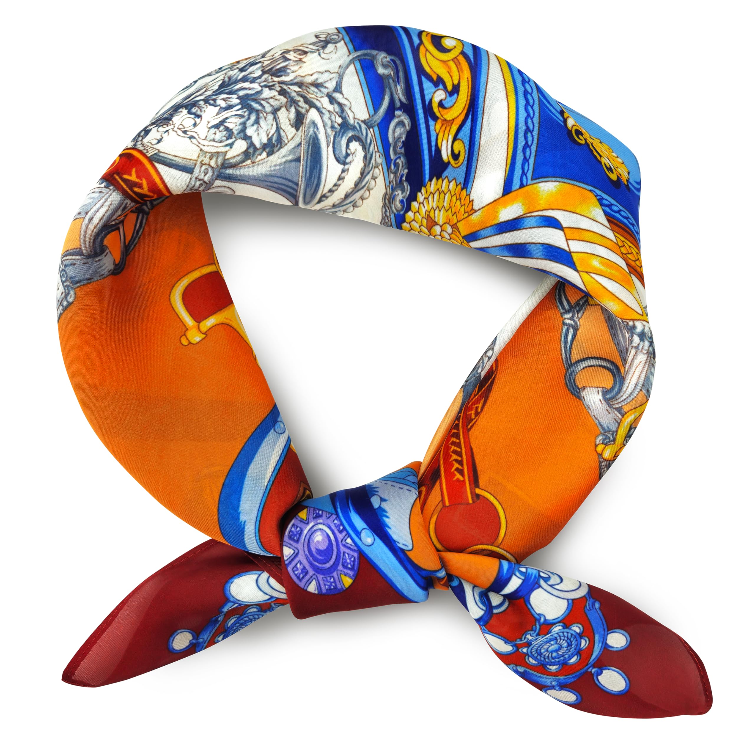 MONGGIL Satin Silky Sqaure Scarf Paisley Floral Bandanas Hair Head Neck Band Scarves for Women Lightweight 27inches