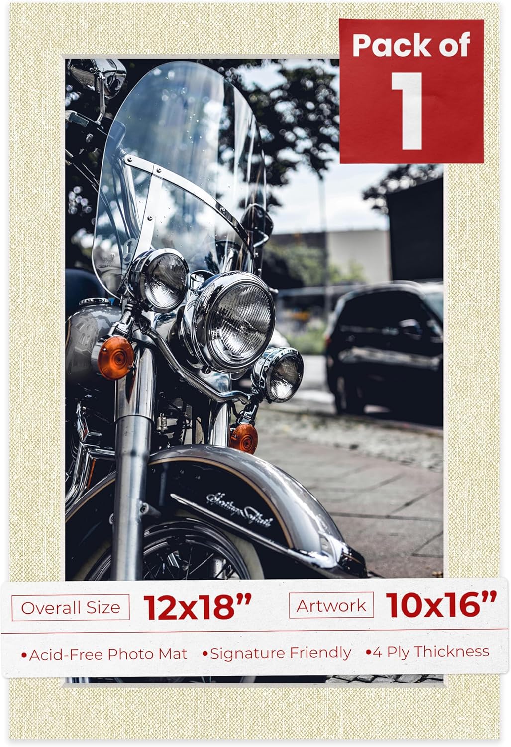 Poster Palooza 12x18 Mat Bevel Cut for 10x16 Photos - Acid Free Fresh Linen Canvas Precut Matboard - For Pictures, Photos, Framing - 4-ply Thickness