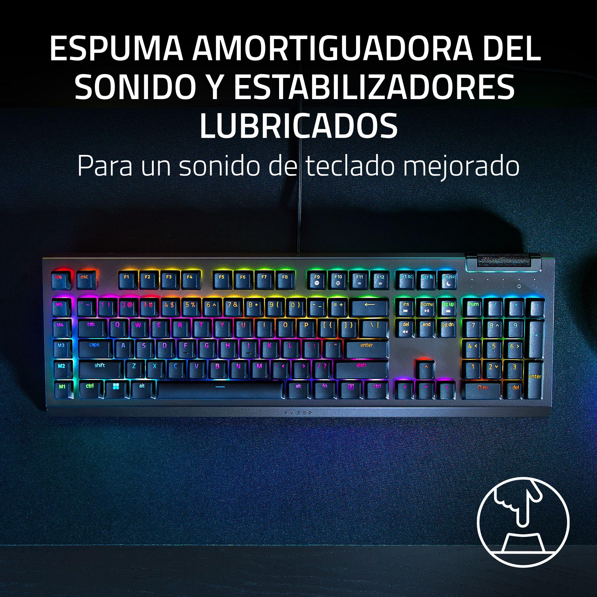 Razer BlackWidow V4 X - Teclado mecánico Gaming (Switches mecánicos Amarillos, 6 Teclas Macro dedicadas, Teclas de ABS de Doble inyección, Chroma RGB) QWERTY Teclado ES | Negro