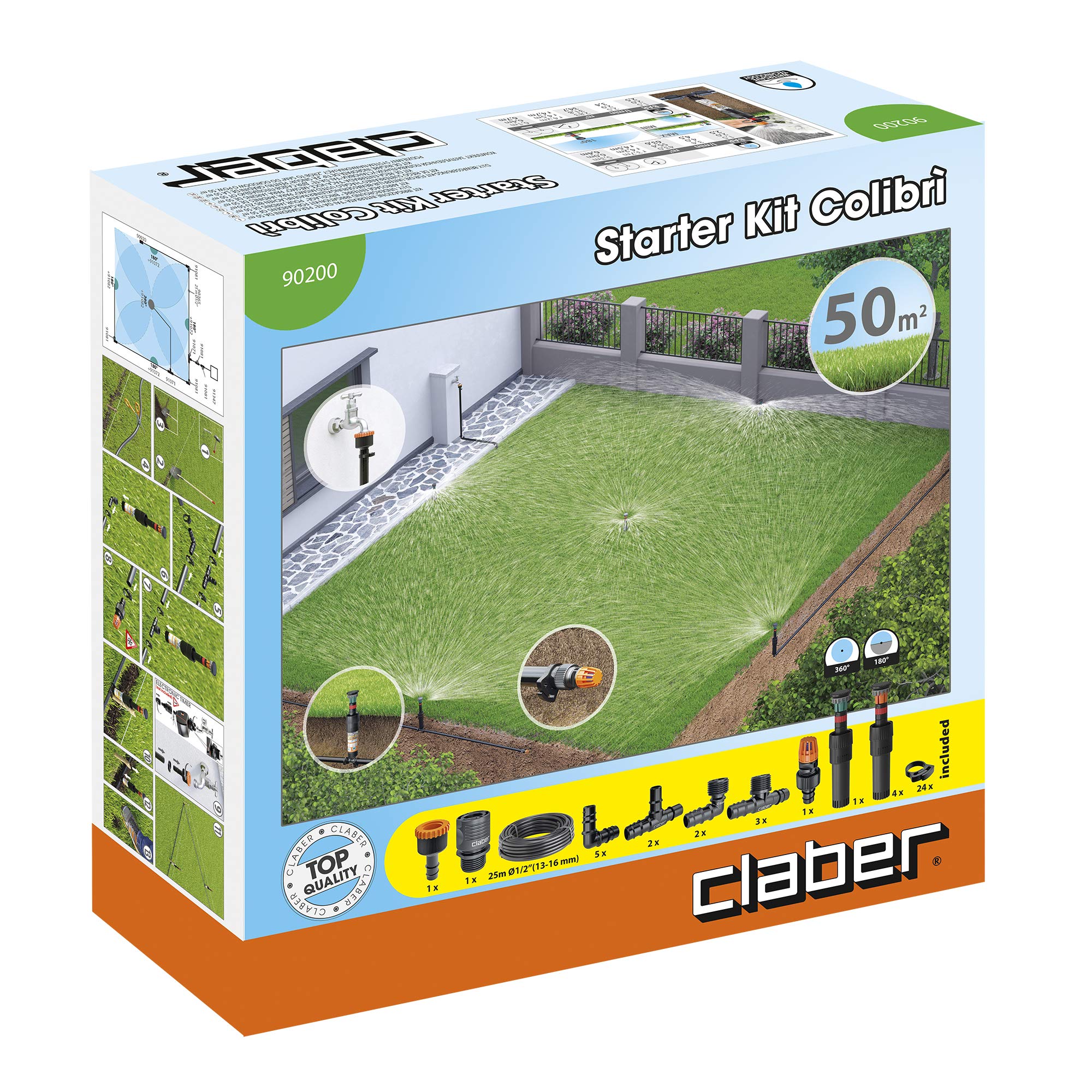 Claber 46 90200 Starter Kit Colibrì, Arancione & 8410 Aquadue Duplo Evolution, nero, arancione, 9,6x22,5x10,8 cm