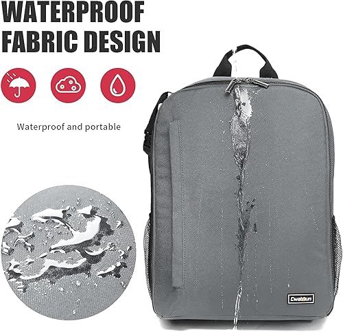 Miniatura 7 de Cwatcun Mochila profesional para cámara SLR DSLR sin espejo, impermeable, compatible con Sony Canon Nikon cámara y accesorios de trípode de lente (
