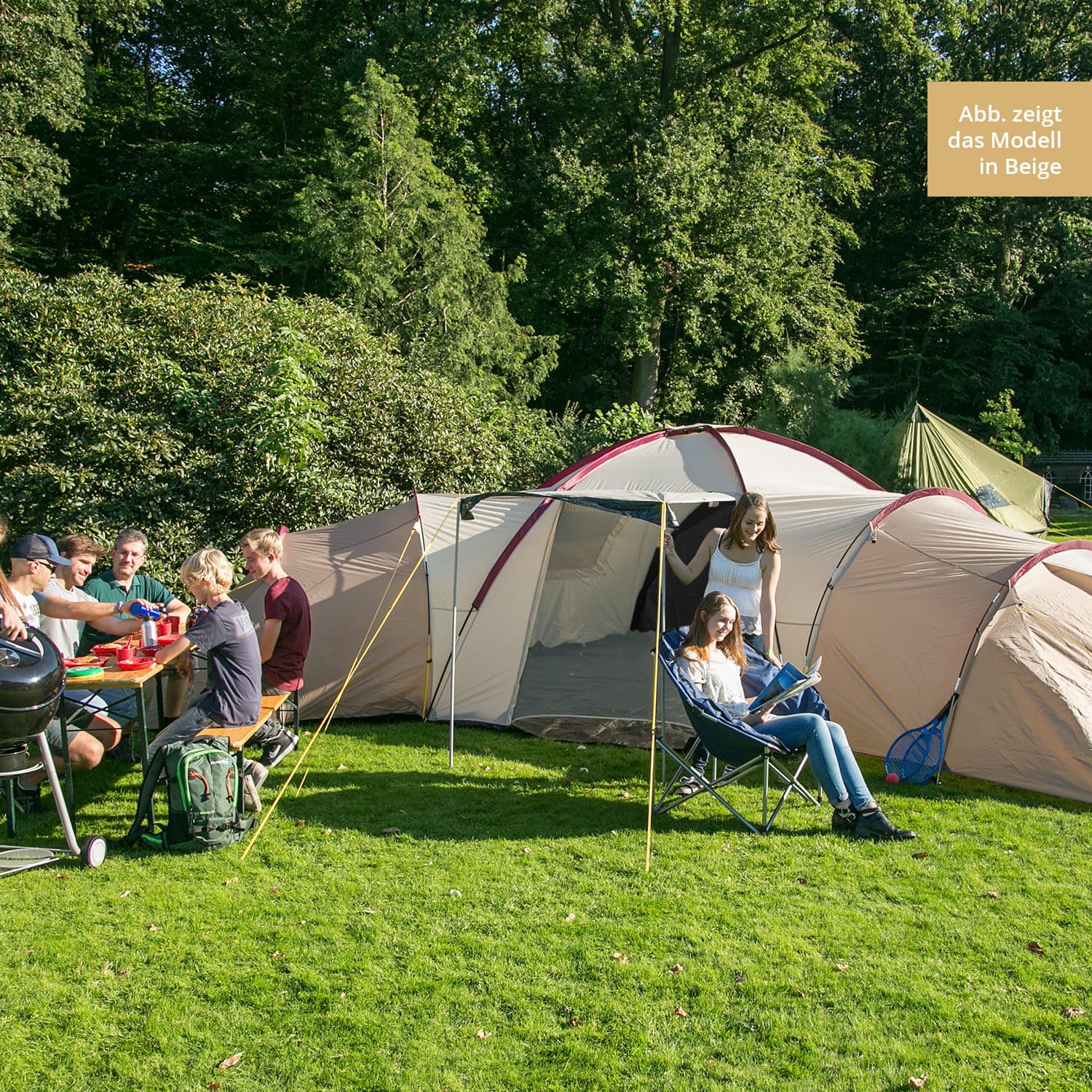 Skandika Korsyka/Turyn namiot kopułowy dla 10-12 osób, duży namiot rodzinny, 3 sypialnie, wysokość 200 cm, słup wody 5000 mm | outdoor, kemping, rodzina