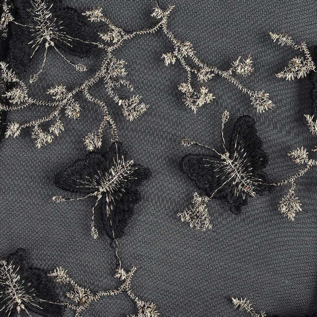 Lilosy Women Sexy Lace Up Floral Embroidered Teddy Lingerie Bodysuit Top Mesh Sheer One Piece: Medium Butterfly Black