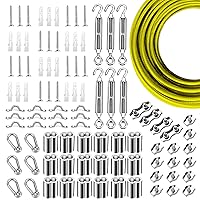 Vista 20 de Kit de suspensión de luces de globo, cable guía de luz para exteriores, cable de acero inoxidable recubierto de vinilo, incluye PVC transparente