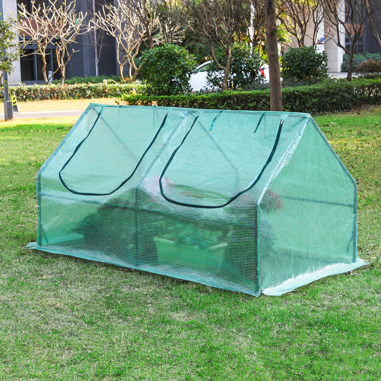 YORBAY Invernadero de Jardín Plastico Invernadero Pequeño para Jardín Tomates Terraza Cultivo de Plantas, Techo Puntiagudo, Verde, 180x90x90cm