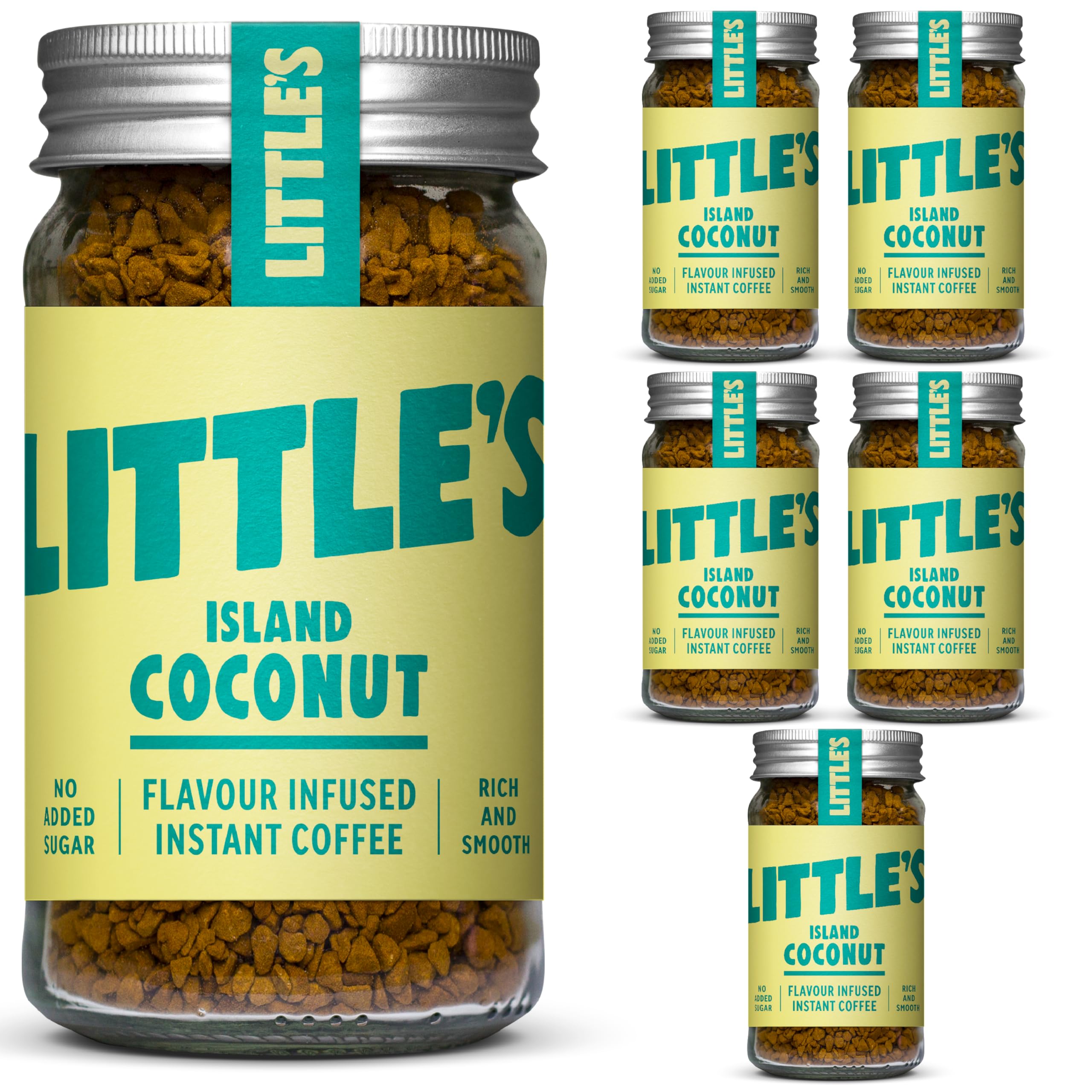 Little's Island Coconut Flavoured Instant Coffee, 6 Pack (50g x 6) - Rich & Smooth Coffee, Infused With Coconut Flavour - Vegan Friendly, Low Calories, No Added Sugar