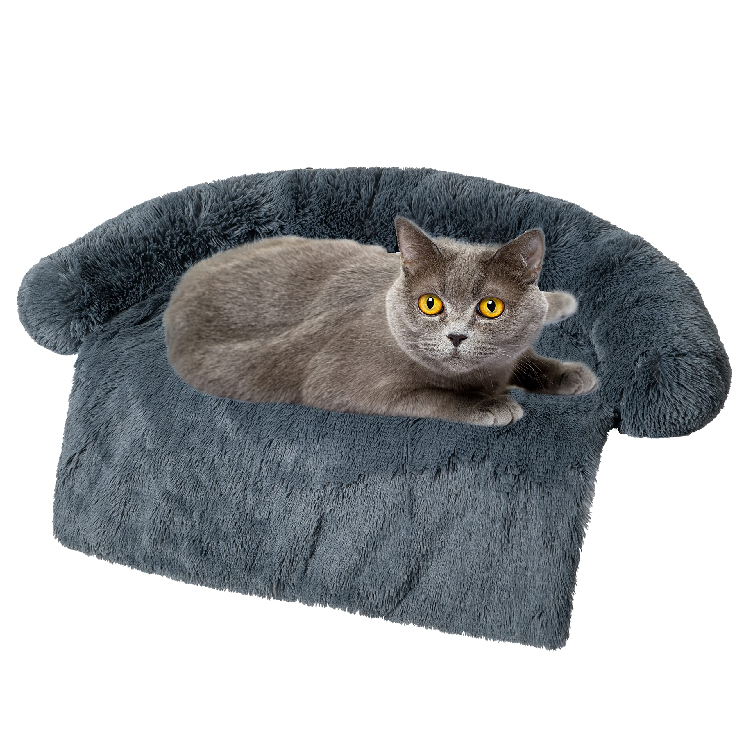 Tinaco Luxurious Calming Dogs/Cats Bed Mats, Washable Removable Couch Cover, Plush Long Fur Mat for Pets, Waterproof Lining, Perfect for Small, Medium and Large Dogs and Cats (Dark Gray, M)