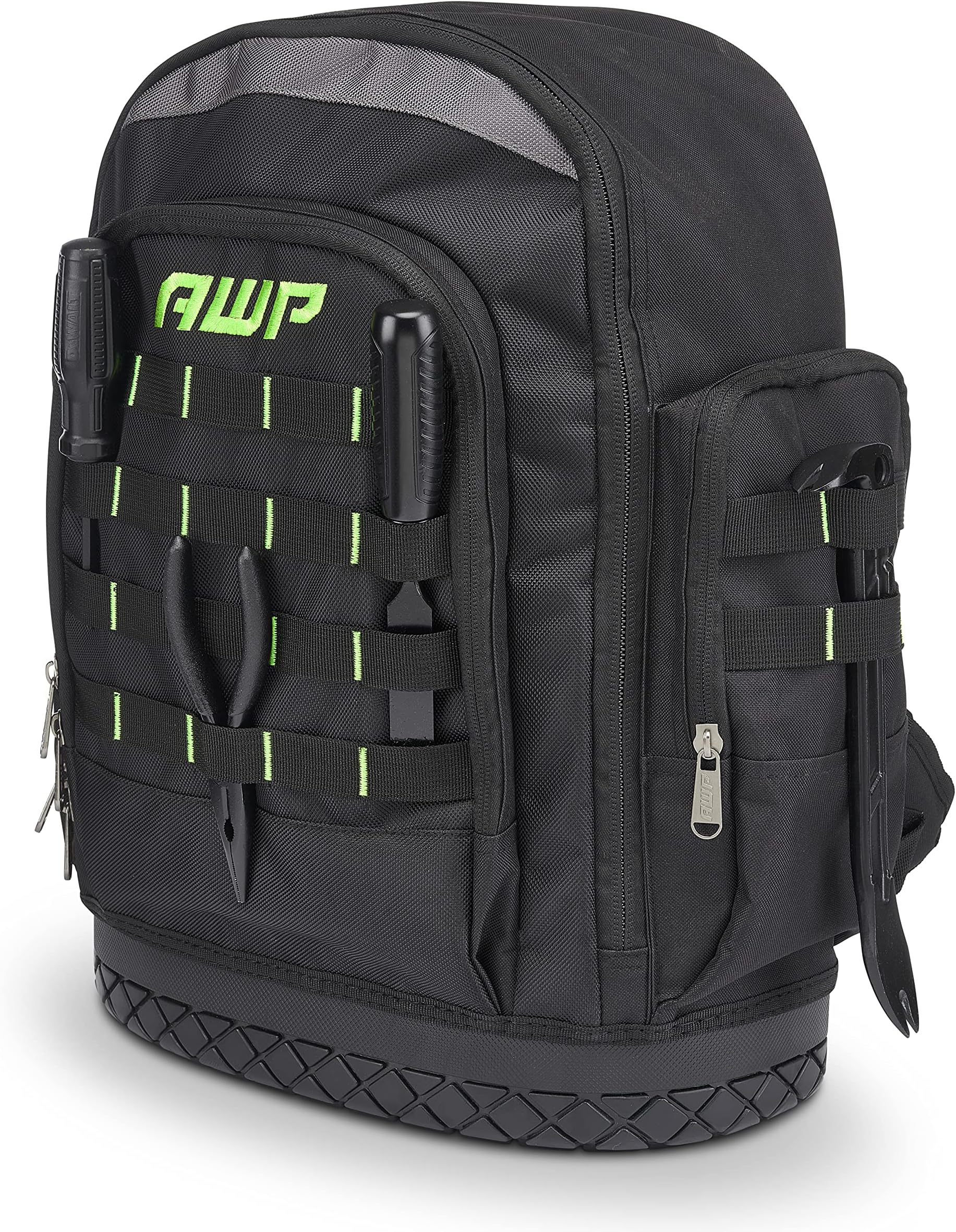 AWP Extreme Tool Backpack, Heavy-Duty Tool Bag with Padded Shoulder, Back, and Waist Straps, Water-Resistant Construction Black