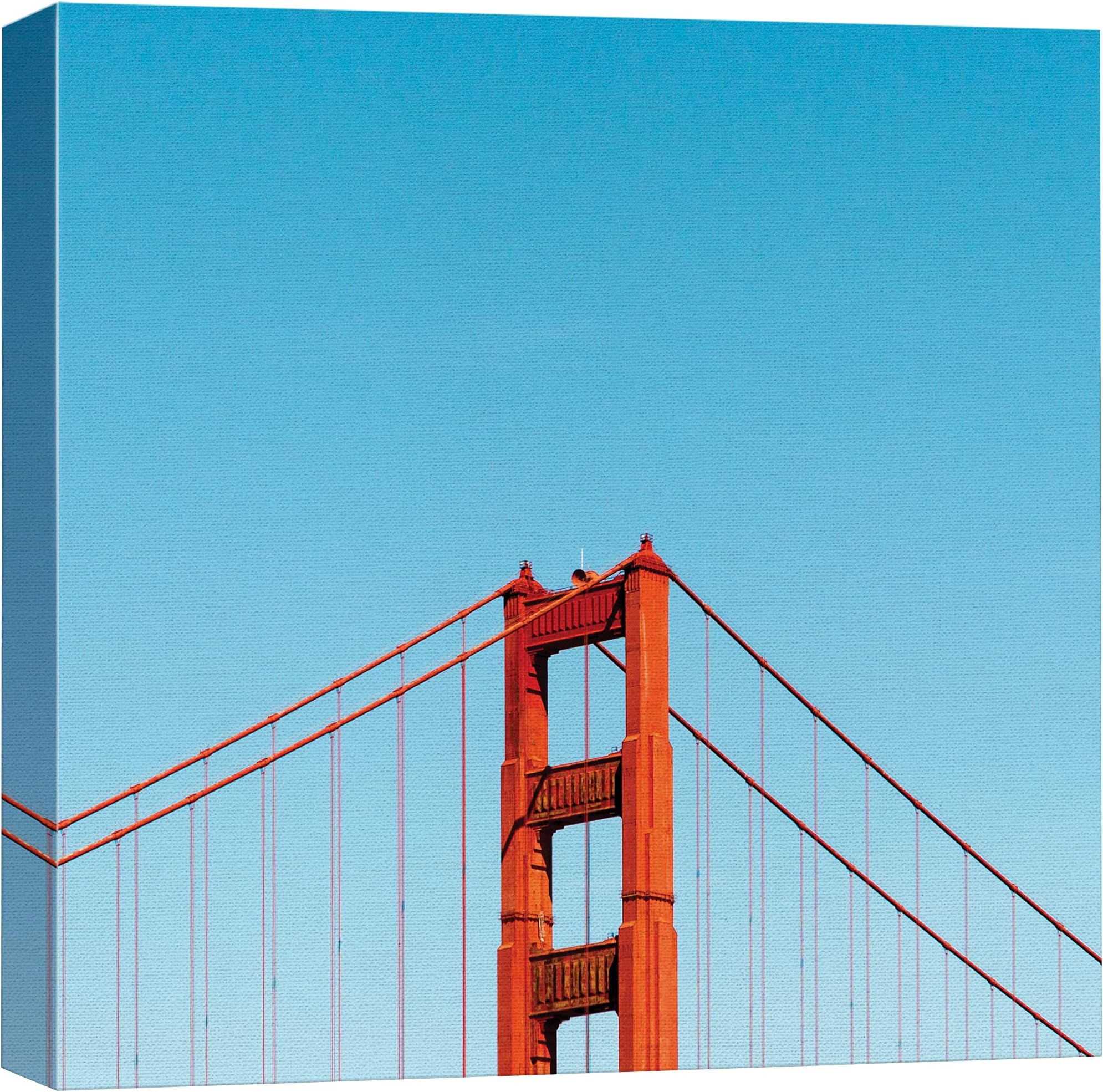 wall26 Canvas Print Wall Art View of Golden Gate Bridge in San Francisco Architecture & Maps Cities Photography Realism Chic Scenic Colorful Multicolor for Living Room, Bedroom, Office - 24"x24"