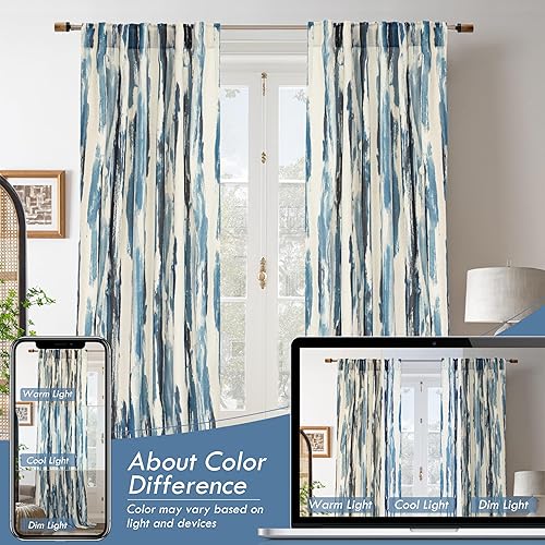 Miniatura 8 de DriftAway Cortinas traslúcidas florales para sala de estar, cortinas clásicas con estampado de primavera con estampado de flores amarillas para