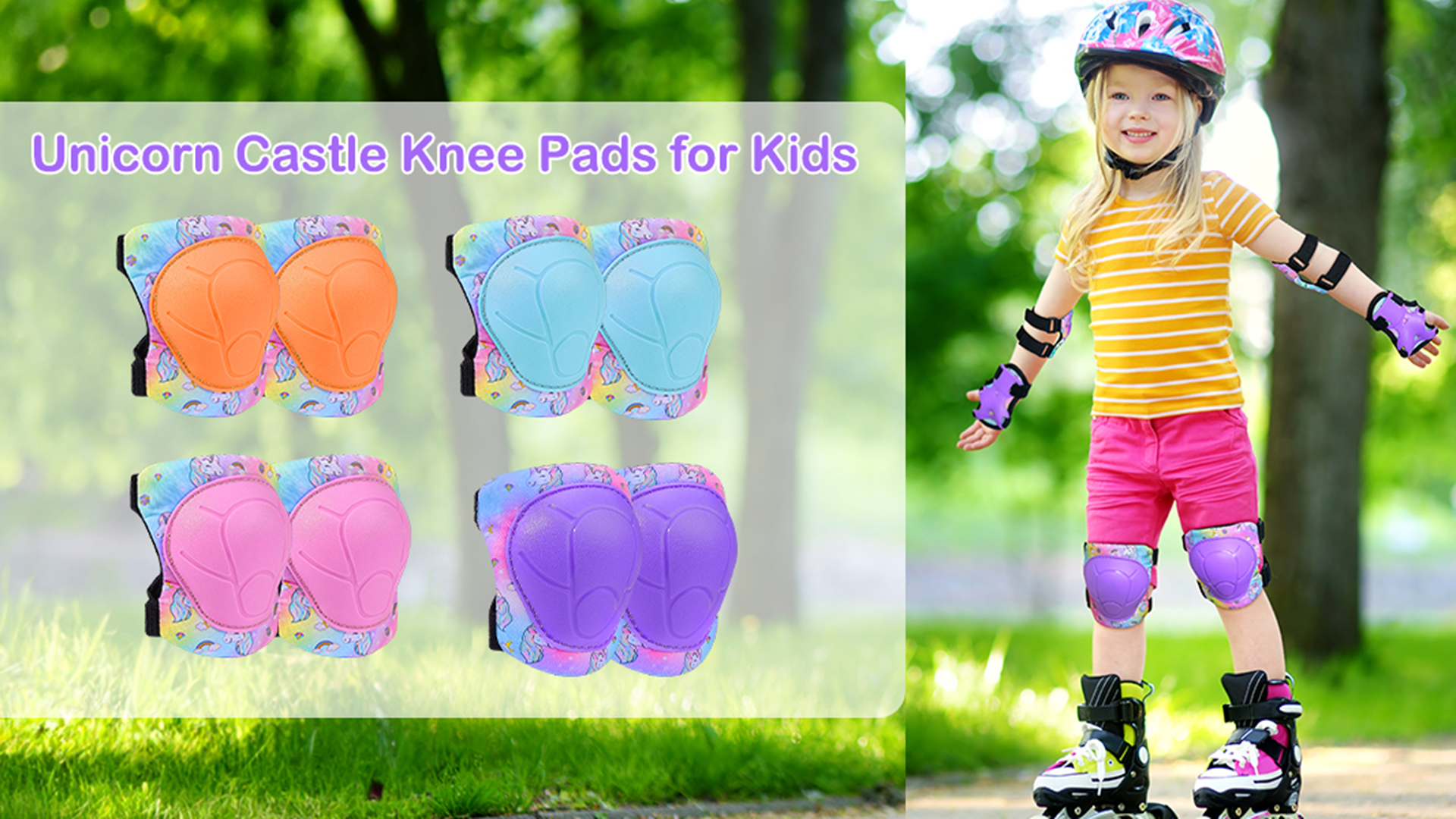 Elbow And Knee Pads Kids 6-8 Unicorn Kids' Safety Gear Set