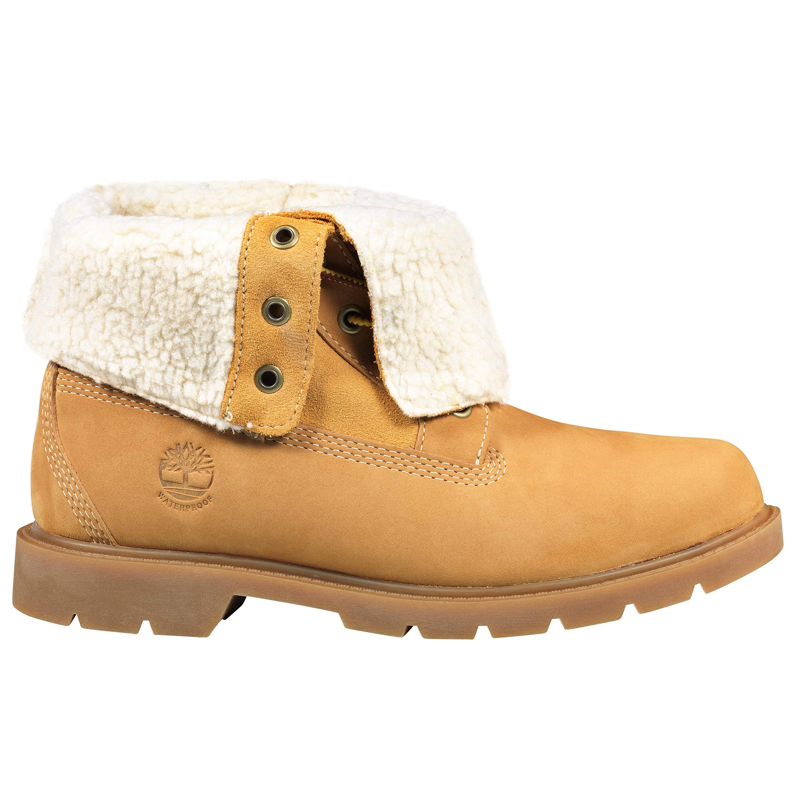 Timberland Womens Linden Woods Waterproof Fleece Fold-Down Boots Wheat Nubuck 8 5