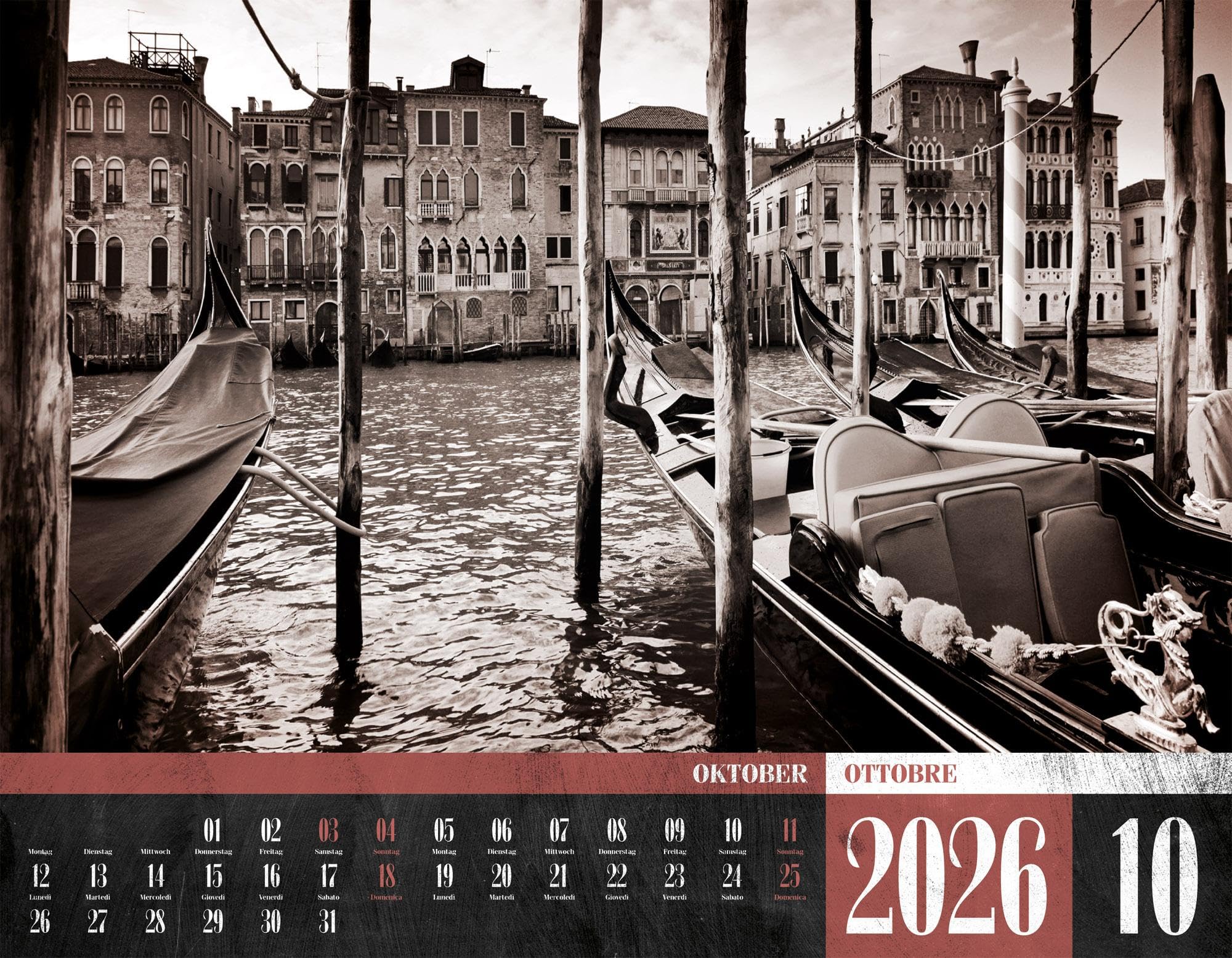 La Dolce Vita Kalender 2026 | Italienische Lebensart | Stimmungsvoller Italien-Kalender im großen Querformat (54x42 cm) | Fotos in Schwarz-Weiß/Sepia