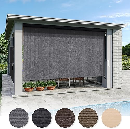 Miniatura 5 de VICLLAX - Persiana enrollable de alta calidad para exteriores, persianas sin cordón para patio con cenefa de aluminio y protección solar del 95%