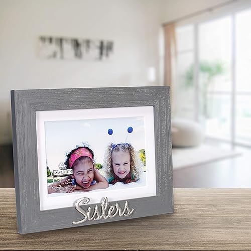 Miniatura 4 de Malden International Designs - Marco de fotos de 4 x 6 o 5 x 7 pulgadas, diseño de expresiones desgastadas, acabado plateado, accesorio de palabras