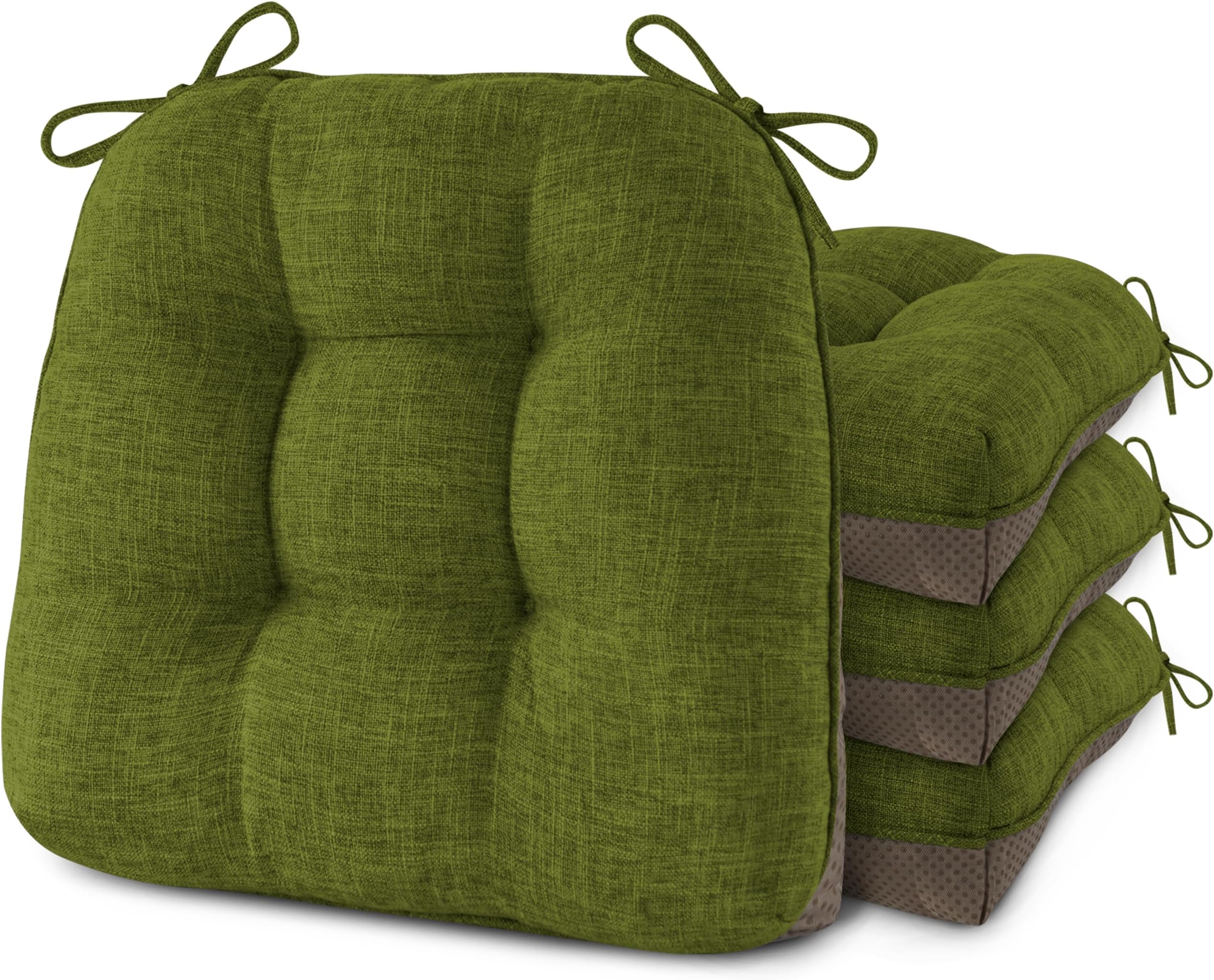 4 Pack Seat Cushions for Dining Chairs 40 x 40 x 8cm Olive Green